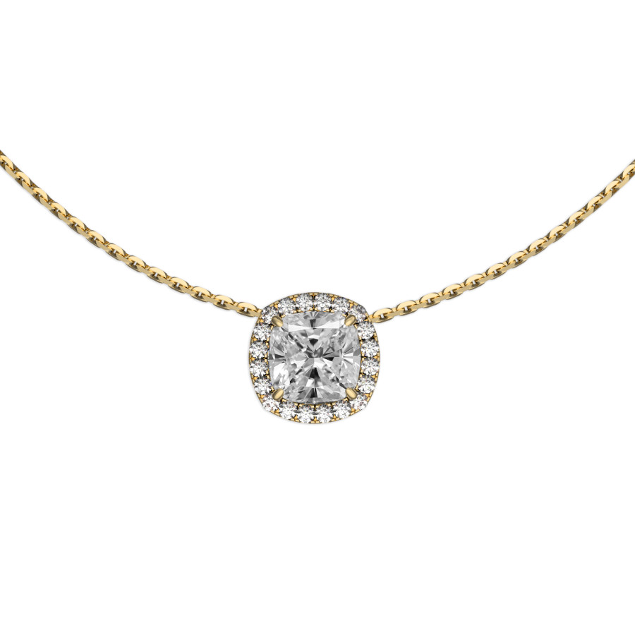 Pendentif Lunettes En Or Jaune 10 Carats Avec Moissanite Blanche 7 Mm - Fait Main Sur Commande - Chaîne Non Incluse