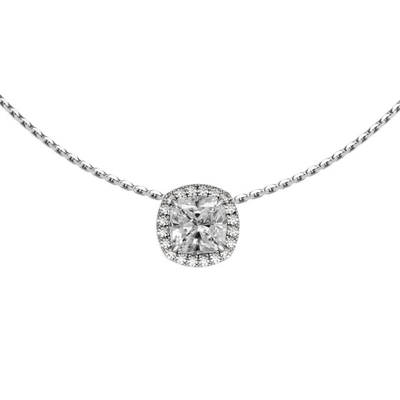 DIVINE Coussin pendentif or blanc 18 carats